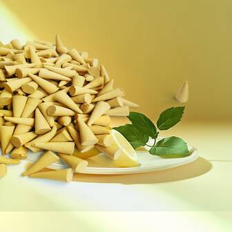 39/198/259pcs Lemon Incense Cones, High Quality Artificial Wooden Incense Cones With Lemon Fragrance, Suitable For Halloween, Christmas Gifts, Home Fragrance, Office, Yoga Studio