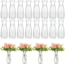 2/5/8/10pcs Plastic Striped Vases, Clear Glass Vase For Floral Arrangement, Crafts, Suitable For Bouquets, Decoration, Holiday, Home, Dining Table, Wedding, Party Home Decor Room Decor Flower Vase - Clear - View 11