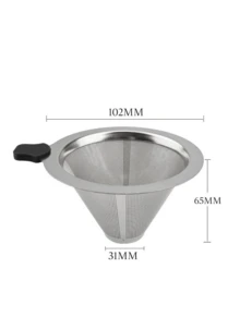 Filtro De Café Inox Reutilizável Nº Individual Dupla Camada Portátil - Prata - Visão 2