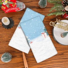 2/4 Pcs Christmas Element Printed Dish Towels, Suitable As Christmas Gifts, Christmas Decorations, Super Absorbent Microfiber Modern Towels For Cooking, Baking, Washing Dishes, Cleaning, Hand Towels, Tea Towels, Soft And Highly Absorbent, Kitchen Decor, Gifts For Neighbors, Mothers, Birthdays, Housewarming For Friends, Kitchen Essentials, Daily Necessities