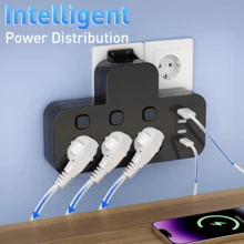 3-AC Outlet & 3-USB & 1-Type-C Port EU Plug Adapter, Multi-Port Wall Charger With Independent Switches, Travel/Home/Office Plug Converter, No Cable, EU Plug Adapter - EU E Type Plug(220-240V) - View 6