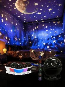 Proiettore rotante a 360° a forma di stelle e luna, proiettore LED blu/rosa rotante, luce da ballo romantica - illumina romanticamente camere da letto, piste da ballo, palchi, feste. Aggiungi scintillio a vacanze, feste, avventure di campeggio estive e feste