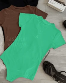 Bory Women's Crew Neck Bodysuit Summer Blogger 2024 - 薄荷綠 - 查看 2