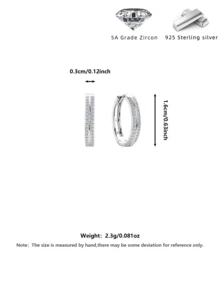 1 Pair S925 Sterling Silver Women's Shiny Cubic Zirconia 5A Zirconia Earrings, Classic Elegant Double Hoop Earrings, Hypoallergenic Jewelry For Women, Birthday/Holiday Gift, Suitable For Weddings, Engagements, Daily Wear, Casual, Travel, Parties, Comes With Delicate Gift Box, Suitable For All Seasons