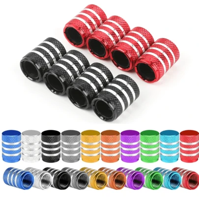 4/8 pièces Capuchons de valve de pneu, capuchons d'air de pneu en métal avec doublure en plastique résistants à la corrosion et étanches, couvre-tiges universels pour voitures, camions, motos, VUS et vélos, accessoires pour vélos de montagne, motos, voitures et camions