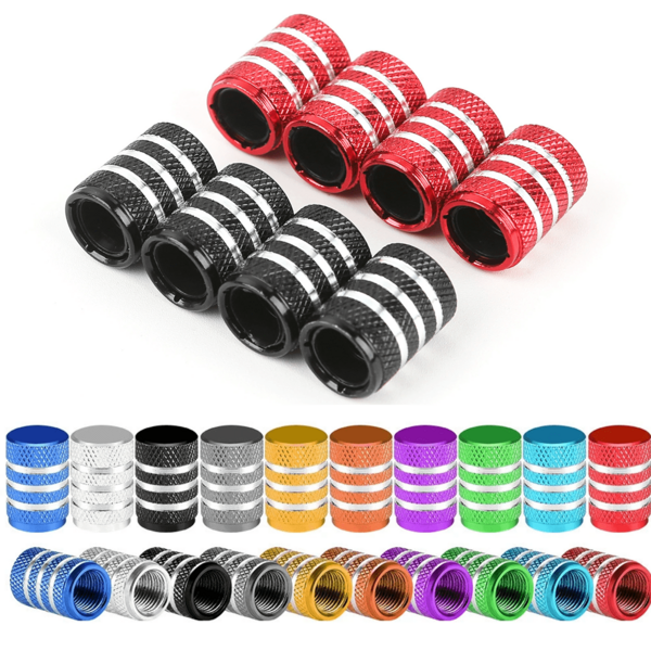 4/8 Pcs Tire Valve Stem Caps, Tire Air Caps Metal With Plastic Liner Corrosion Resistant Leak-Proof, Universal Stem Covers For Cars Trucks Motorcycles SUVs And Bikes, Accessories For Mountain Bikes Motorcycles Cars And Trucks