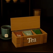 Caja organizadora para té café madera 3 compartimentos diseño minimalista organizador cocina elegante resistente moderno caja práctica almacenamiento bebidas infusiones especias - Caja Té Madera - Ver 4