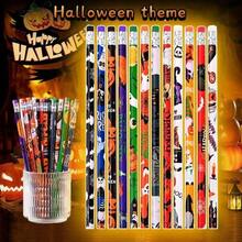 24 支万圣节铅笔，带橡皮擦的卡通铅笔，用于绘画、素描、书写，万圣节学校教室礼物，12 种款式，万圣节 HB 铅笔套装