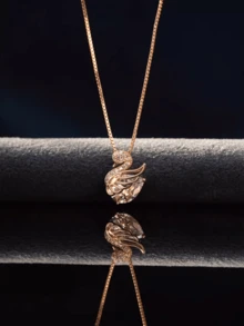 1pc Luxury Micro-Inlaid Swan Shaped 925 Sterling Silver Necklace, Suitable For Women Wedding Wear