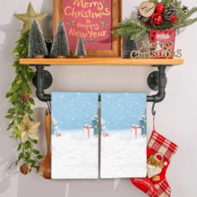 2/4 Pcs Christmas Element Printed Dish Towels, Suitable As Christmas Gifts, Christmas Decorations, Super Absorbent Microfiber Modern Towels For Cooking, Baking, Washing Dishes, Cleaning, Hand Towels, Tea Towels, Soft And Highly Absorbent, Kitchen Decor, Gifts For Neighbors, Mothers, Birthdays, Housewarming For Friends, Kitchen Essentials, Daily Necessities