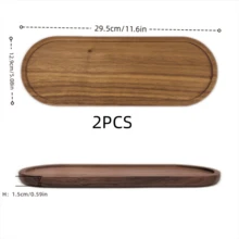 1pc Fashionable Oval Wooden Tray - Serving Platter, Plate, Nordic Style, Solid Wood Material - Suitable For Desserts, Cakes, Cheese, Snacks And Fruits, Wooden Display Dish, Serving Tray | Kitchen Utensil, Room/Living Room Decor, Eid, Picnic, Patio - Brown - View 12