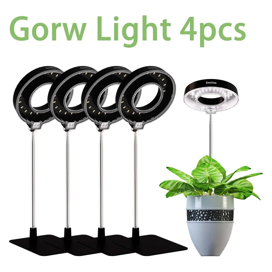 2/4pcs, Grow Lights Indoor Plants,  Full Spectrum LED Plant Grow Light, Seedling Starter Light, Compact Plant Lamp, Full Spectrum Solar-Mimicking Plant Lamp- Adjustable Height & Brightness For Indoor Plants (Succulents, Flowers And Small Plants), ‌Smart Hydroponic Grow Light System With Auto-Dimming & Timer - Energy Efficient LED For Indoor Water-Based Plant Farming. - Đen-4 cái - Xem 1