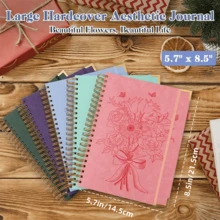 300-Page Floral Embossed Spiral Notebook, University-Ruled Notebook, Numbered Pages Hardcover Notebook With 24 Index Tabs, Ladies Notebook/Journal, Large Professional Leather-Bound Notebook, Thick And Beautiful Back To School