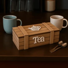 Caja organizadora para té café madera 3 compartimentos diseño minimalista organizador cocina elegante resistente moderno caja práctica almacenamiento bebidas infusiones especias - Caja Té Madera - Ver 3