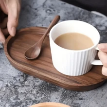 1pc Fashionable Oval Wooden Tray - Serving Platter, Plate, Nordic Style, Solid Wood Material - Suitable For Desserts, Cakes, Cheese, Snacks And Fruits, Wooden Display Dish, Serving Tray | Kitchen Utensil, Room/Living Room Decor, Eid, Picnic, Patio - Brown - View 5