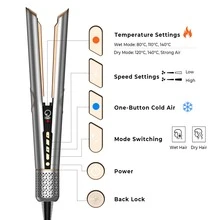 2-In-1 Negative Ion Hair Dryer & Straightener, High-Speed Airflow + Fast Heating + 3 Temperature Settings + LCD Display & Auto Shut-Off, Suitable For All Hair Types, Great Gift For Holidays, Travel & Commute