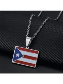 1pc PR Puerto Rico Pendant Necklaces For Women Girls Stainless Steel Hawaii Guam Guadeloupe Mayotte Hibiscus Flowers Jewelry