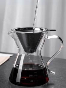 Reusable Stainless Steel Coffee Filter, Individual, Double Layer, Portable - Plateado - Ver 3