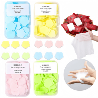 400 Petal Soap Sheets, Portable And Dissolvable Soap Paper Sheets For Hand Washing And Cleaning, Perfect For Adults On Outdoor Travel And Camping Hiking(4 Box Set)