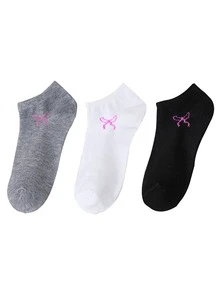 1/5/8/12/15 双装男女通用领结图案白色运动/隐形袜，情侣礼物，春夏假日（不含白色卡片） - 彩色 - 查看 5