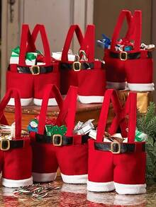 1-częściowa torba na prezenty świąteczne z kieszonką – wykonana z poliestru, idealna na prezenty noworoczne i świąteczne