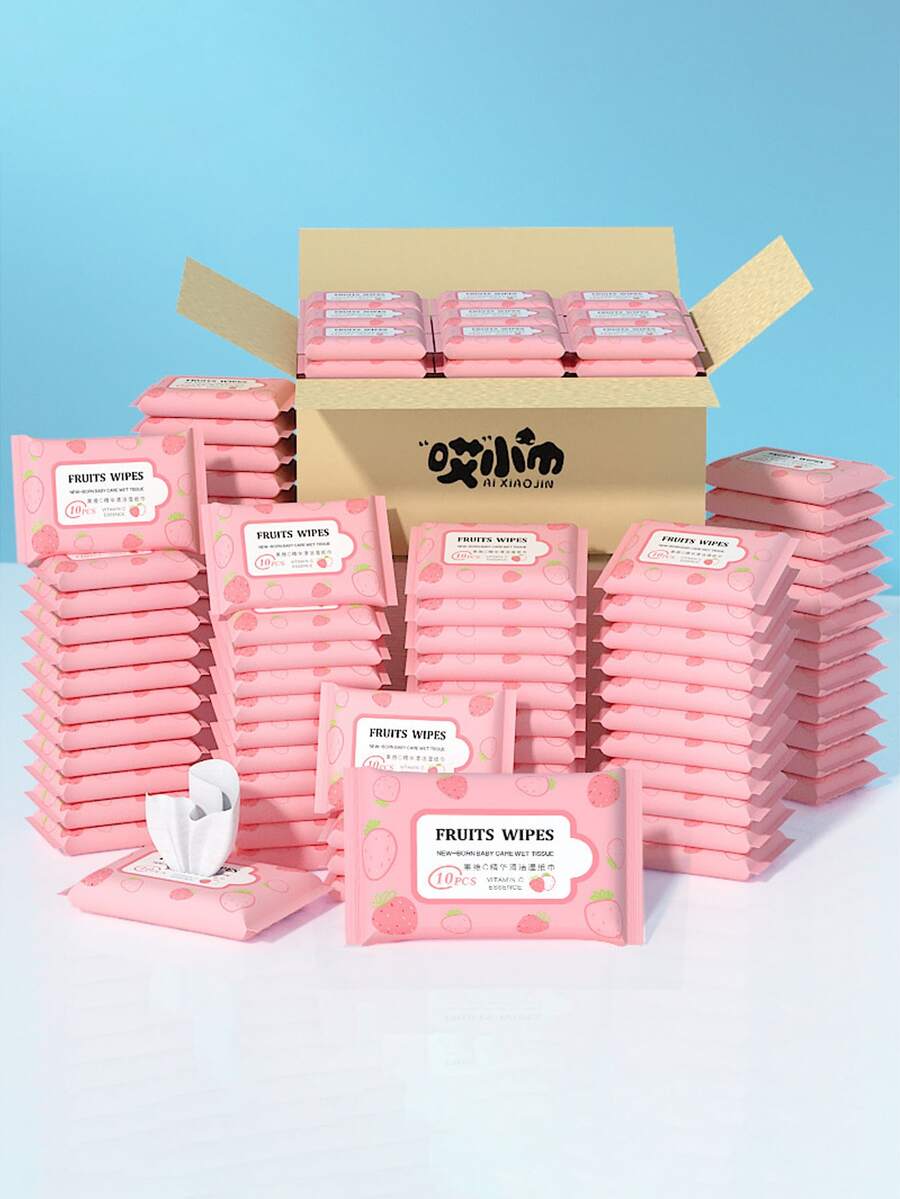 10pcs/100pcs Mini Portable Hand And Mouth Cleaning Wipes, Care Wipes,1 Pack Of 10 Pieces, Pull-Out Cleaning Wipes