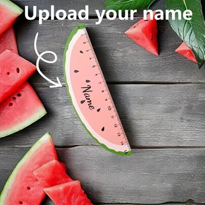 Régua de madeira com padrão de melancia personalizável de 1 peça - Ferramenta de medição de design criativo e fofo, material de papelaria essencial