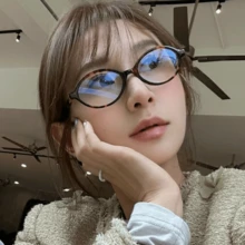 New Oval Small Frame Glasses Frame, Nerd Style Retro Korean Women's Model, Myopia Mirror Flat Mirror Plain Frame, New York Bloggers Love To Use, Super Light And No Nose Pressure, Suitable For Office Chasing Dramas - Khung họa tiết da báo - Xem 3