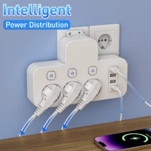 3-AC Outlet & 3-USB & 1-Type-C Port EU Plug Adapter, Multi-Port Wall Charger With Independent Switches, Travel/Home/Office Plug Converter, No Cable, EU Plug Adapter - EU E Type Plug(220-240V) - View 8