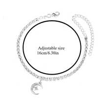 A Sophisticated And Fashionable Ladies' Ankle Chain, With A Unique Design In The Shape Of A Moon, Featuring A Pendant Set With Zirconium Stones. It Is Perfect For Beach Wear And Is Also The Top Choice As A Gift For A Vacation. - 銀色 - 查看 4