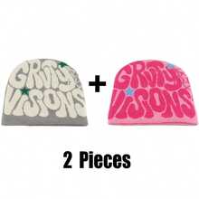 Outdoor Casual Sport Cap For Running Riding Hiking Women Harajuku Punk Cool Hat Soft Warm Fashion Skullies Beanies, Halloween Letter Bohemian Acrylic Knit Hat, All Season Autumn Decor - A - View 2