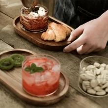 1pc Fashionable Oval Wooden Tray - Serving Platter, Plate, Nordic Style, Solid Wood Material - Suitable For Desserts, Cakes, Cheese, Snacks And Fruits, Wooden Display Dish, Serving Tray | Kitchen Utensil, Room/Living Room Decor, Eid, Picnic, Patio - Brown - View 10