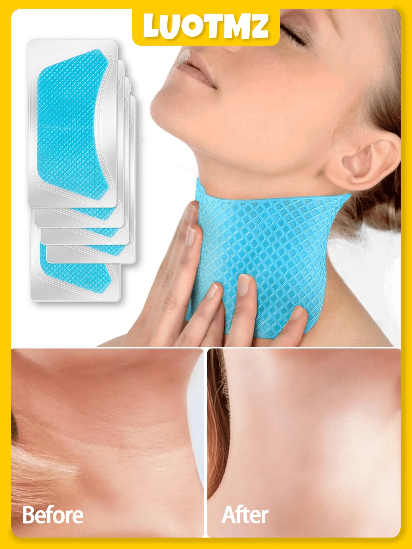 Miếng dán chống nhăn cổ, 5 miếng dán chống nhăn bằng silicon tiên tiến, Mặt nạ chống nhăn cổ giúp săn chắc và làm căng, Băng dán cổ nâng cơ vô hình, Miếng dán chống nhăn cổ - Nhiều màu - Xem 1