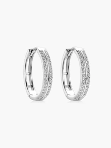 1 Pair S925 Sterling Silver Women's Shiny Cubic Zirconia 5A Zirconia Earrings, Classic Elegant Double Hoop Earrings, Hypoallergenic Jewelry For Women, Birthday/Holiday Gift, Suitable For Weddings, Engagements, Daily Wear, Casual, Travel, Parties, Comes With Delicate Gift Box, Suitable For All Seasons