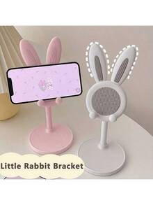 1pc/Cute Desktop Phone Holder, Adjustable Rabbit Shape Phone Holder - The Perfect Companion For Students' Desks, Suitable For Lazy Time, And The Best Birthday And Graduation Gift Among Desktop Accessories