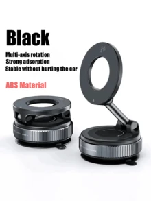 1 个 360° 旋转磁性手机支架 - 可折叠和伸缩，带真空吸盘，ABS 材质，便携，适用于汽车/淋浴/旅行/健身房/光滑镜子