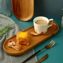 1pc Fashionable Oval Wooden Tray - Serving Platter, Plate, Nordic Style, Solid Wood Material - Suitable For Desserts, Cakes, Cheese, Snacks And Fruits, Wooden Display Dish, Serving Tray | Kitchen Utensil, Room/Living Room Decor, Eid, Picnic, Patio - Brown - View 7