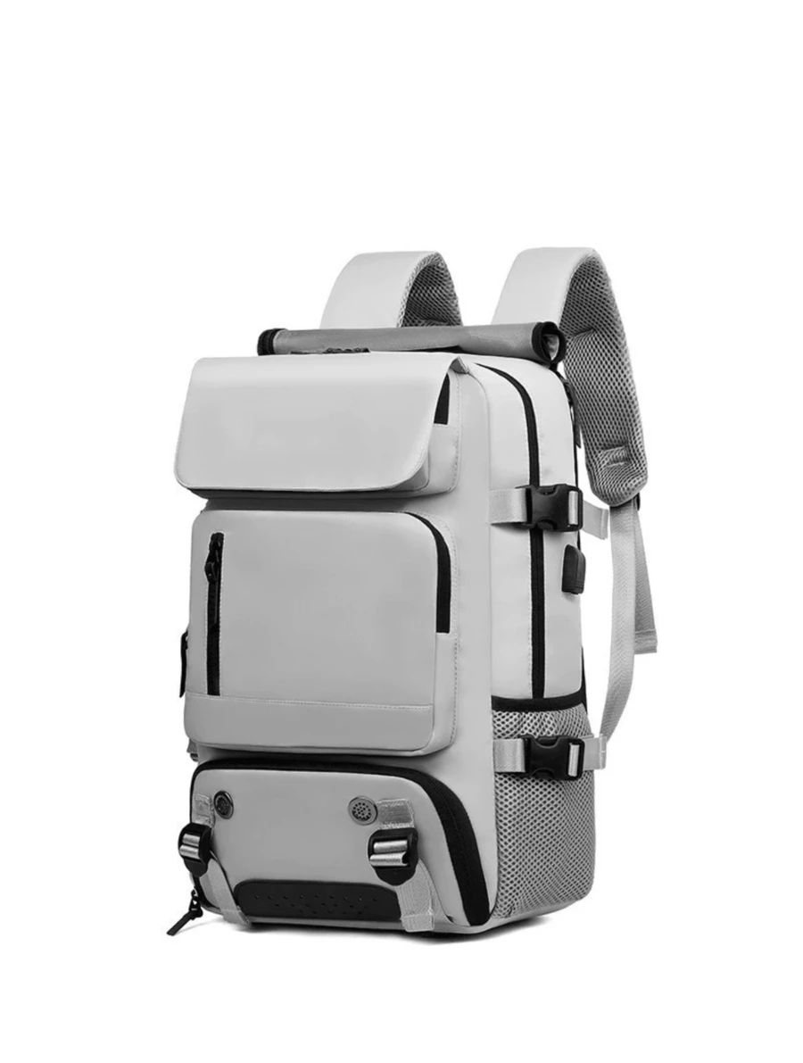 Large Multifunctional Backpack, Travel Bag, Backpack, Waterproof, Nylon Strap, Usb - Grey - View 1