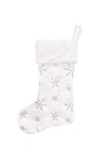 2-częściowe świąteczne skarpety, dekoracja świąteczna - duży rozmiar 18,5 cala, prezent świąteczny z olśniewającymi srebrnymi cekinami, płatki śniegu - idealne do dekoracji świątecznych i wystroju pokoju, ozdoby świąteczne do domu