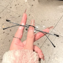 Glasses New 8911WK Fashionable Women's Ultra-Light Pure Titanium Frameless Glasses Frame, Daily Flat Glasses, Hot Selection Of Los Angeles  Girls, Showing Exquisite Without Pressing The Nose, Super Suitable For Commuting Dating - Khung vàng - Xem 3