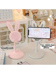 1pc/Cute Desktop Phone Holder, Adjustable Rabbit Shape Phone Holder - The Perfect Companion For Students' Desks, Suitable For Lazy Time, And The Best Birthday And Graduation Gift Among Desktop Accessories - Pink - View 8