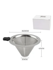 Filtro De Café Inox Reutilizável Nº Individual Dupla Camada Portátil - Prata - Visão 3