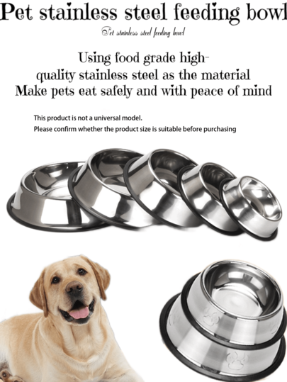 1/2 tigelas de alimentação de aço inoxidável para animais de estimação, tigela espessa antiderrapante de aço inoxidável prateada para cães, tigela de comida e água para gatos fácil de limpar, vários estilos e tamanhos (diâmetro: pequeno 15 cm/5,91 pol., médio 18 cm/7,09 pol., grande 22 cm/8,66 pol.)