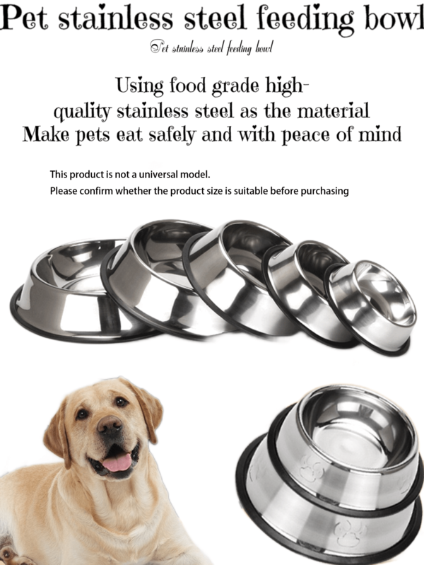 1 pièce/2 pièces Bol d'alimentation pour animaux de compagnie en acier inoxydable, bol à chien antidérapant en acier inoxydable argenté épaissi, bol à eau et à nourriture pour chat facile à nettoyer, plusieurs styles et tailles (Diamètre : Petit 15 cm/5,91 po, Moyen 18 cm/7,09 po, Grand 22 cm/8,66 po)