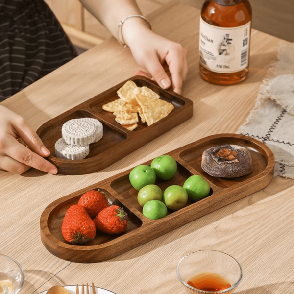1/2/3pcs Wooden Cheese Board With 3 Compartments - Round Charcuterie Platter, Suitable For Meats, Cheeses, Nuts And Fruits - Multipurpose Snack Tray For Appetizers, Desserts And Kitchen Decor