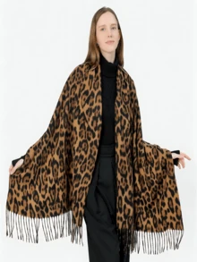 1pc Thin StyleWomen Fashion Bohemian Leopard Painting Navy Blue Marble Print Veil Hijab, Casual Street Wear Hijab For Daily Use, Autumn Headband