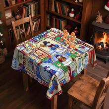 1/20 件圣诞桌布 - 带雪人的长方形桌布，圣诞树图案印花桌布，适合家庭、餐厅和派对装饰，圣诞桌面装饰，圣诞氛围装饰。 - 彩色 - 查看 13