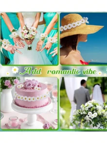 50 pièces/100 pièces Têtes de fleurs de marguerite blanche en soie de 4 cm, matériaux de fleurs de marguerite artificielles, décoration de bouquet de mariage, artisanat DIY, cadeau de mariée, accessoires photo, décoration de gâteau, fleur artificielle cadeau d'anniversaire, de remise des diplômes, de mariage, décoration de saupoudrage, décoration de jardin, décoration de chapeau, décoration de table de fête, décoration d'automne, décoration de mariage.