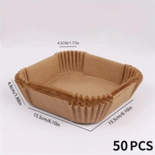 SOKANY 50/100入氣炸鍋紙襯墊，防油不沾易清洗，方形，適用烘焙與微波爐烹飪，適合居家、飯店及商業使用，氣炸鍋必備配件 - 駝色 - 查看 13