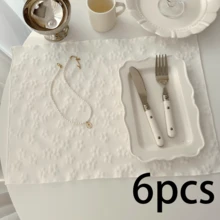 1 pieza/6 piezas Estilo coreano Ins Servilleta pequeña de encaje con forma de corazón, Mantel individual, Posavasos, Tapete multiusos para cubrir el polvo